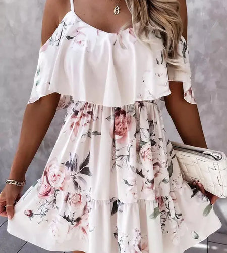 Off Shoulder Floral Mini Dress