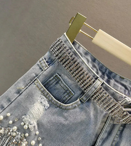 Tassel Beading Denim Short