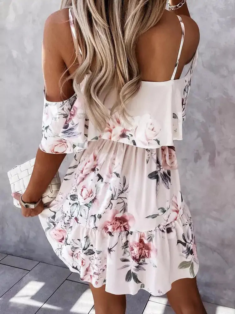 Off Shoulder Floral Mini Dress